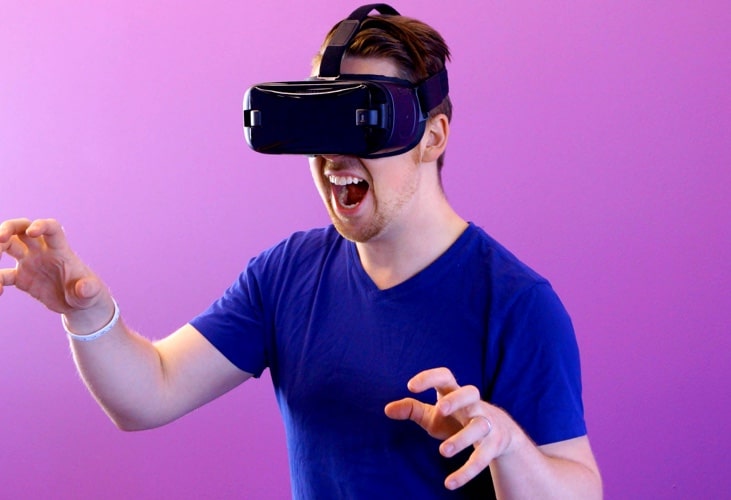 man wearing VR headset